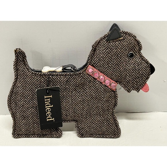 Vintage‎ 80s INDEED Scotty Dog Scottie Coin Purse NOS Herringbone
